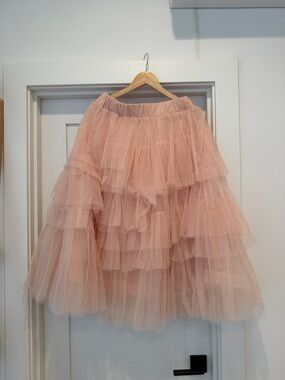 Chicwish Blush Pink Layered Tulle Midi Skirt